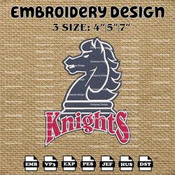ncaa fairleigh dickinson knigh logo embroidery designs, ncaa machine embroidery designs, embroidery files