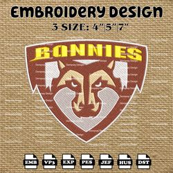 ncaa st bonaventure bonnies logo embroidery designs, ncaa machine embroidery designs, embroidery files