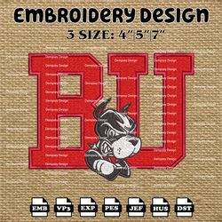 ncaa boston university terriers logo embroidery designs, ncaa machine embroidery designs, embroidery files