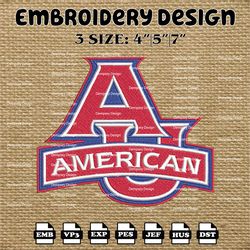 ncaa american university eagles logo embroidery designs, ncaa machine embroidery designs, embroidery files