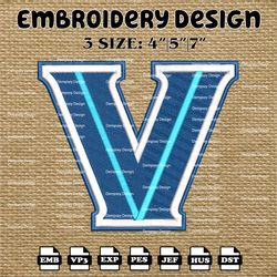 ncaa villanova wildcats logo embroidery designs, ncaa machine embroidery designs, embroidery files