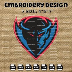 ncaa depaul blue demons logo embroidery designs, ncaa machine embroidery designs, embroidery files