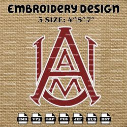ncaa alabama a&m bulldogs logo embroidery designs, ncaa machine embroidery designs, embroidery files