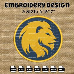 ncaa texas am commerce lions logo embroidery designs, ncaa machine embroidery designs, embroidery files