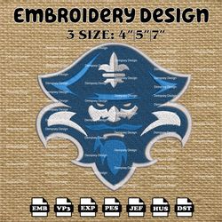 ncaa new orleans privateers logo embroidery designs, ncaa machine embroidery designs, embroidery files