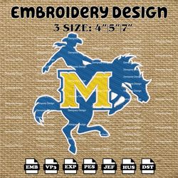 ncaa mcneese cowboys logo embroidery designs, ncaa machine embroidery designs, embroidery files