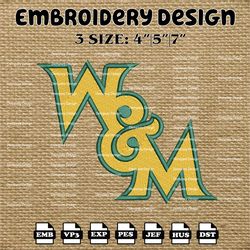 ncaa william mary tribe logo embroidery designs, ncaa machine embroidery designs, embroidery files