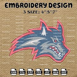 ncaa stony brook seawolves mascot logo embroidery designs, ncaa machine embroidery designs, embroidery files