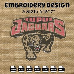 ncaa iupui jaguars logo embroidery designs, ncaa machine embroidery designs, embroidery files