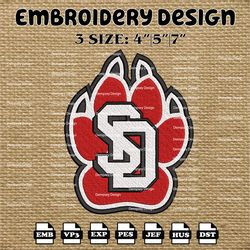 ncaa south dakota coyotes logo embroidery designs, ncaa machine embroidery designs, embroidery files