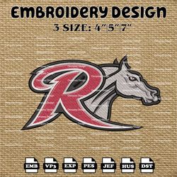 ncaa rider broncs logo embroidery designs, ncaa machine embroidery designs, embroidery files