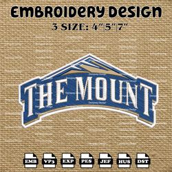 ncaa mount st marys mountaineers logo embroidery designs, ncaa machine embroidery designs, embroidery files