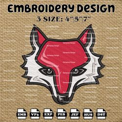 ncaa marist red foxes logo embroidery designs, ncaa machine embroidery designs, embroidery files