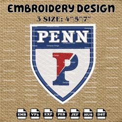 ncaa penn quakers logo embroidery designs, ncaa machine embroidery designs, embroidery files