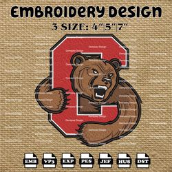 ncaa cornell big red logo embroidery designs, ncaa machine embroidery designs, embroidery files