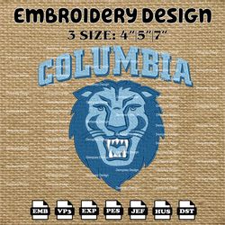 ncaa columbia lions logo embroidery designs, ncaa machine embroidery designs, embroidery files