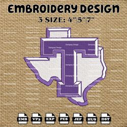 ncaa tarleton state texans logo embroidery designs, ncaa machine embroidery designs, embroidery files