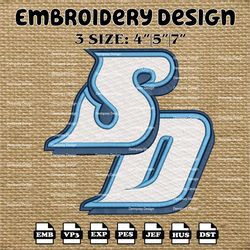 ncaa san diego toreros logo embroidery designs, ncaa machine embroidery designs, embroidery files