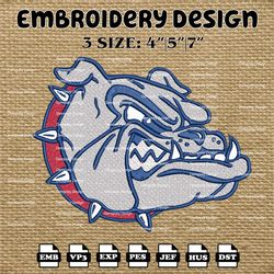 ncaa gonzaga bulldogs logo embroidery designs, ncaa machine embroidery designs, embroidery files