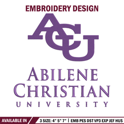 abilene christian logo embroidery design, ncaa embroidery, sport embroidery, embroidery design, logo sport embroidery