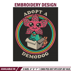 adpot a demodog embroidery design, demodog embroidery, embroidery file, anime embroidery, anime shirt, digital download