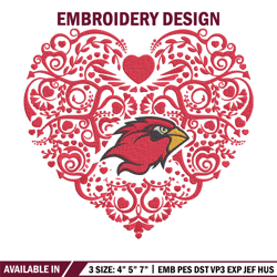 arizona cardinals heart embroidery design, sport embroidery, logo sport embroidery, embroidery design, ncaa embroidery