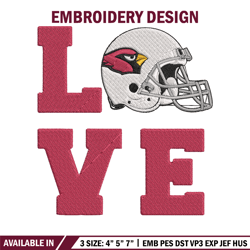 arizona cardinals love embroidery design, cardinals embroidery, nfl embroidery, sport embroidery, embroidery design.