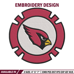 arizona cardinals poker chip ball embroidery design, cardinals embroidery, nfl embroidery, logo sport embroidery.