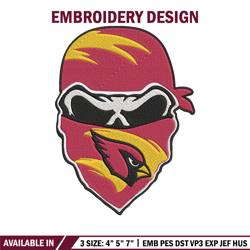 arizona cardinals skull embroidery design, arizona cardinals embroidery, nfl embroidery, logo sport embroidery.