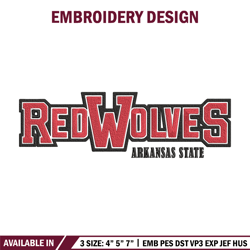 arkansas state logo embroidery design, ncaa embroidery, embroidery design, logo sport embroidery, sport embroidery