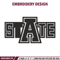 arkansas state logo embroidery design, ncaa embroidery, sport embroidery,logo sport embroidery, embroidery design.