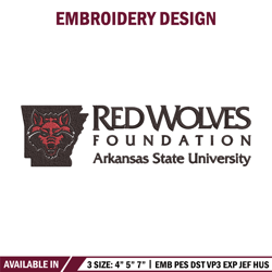 arkansas state logo embroidery design, ncaa embroidery,sport embroidery,logo sport embroidery,embroidery design.