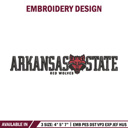 arkansas state logo embroidery design, ncaa embroidery,sport embroidery,logo sport embroidery,embroidery design