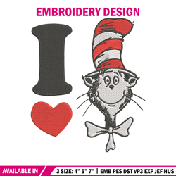 dr seuss love embroidery design, dr seuss embroidery, embroidery file, logo shirt, embroidery logo, digital download.