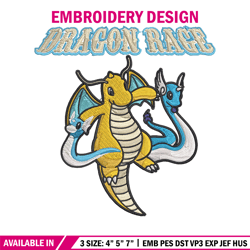 dragonite embroidery design, pokemon embroidery, embroidery file, anime embroidery,anime shirt, digital download