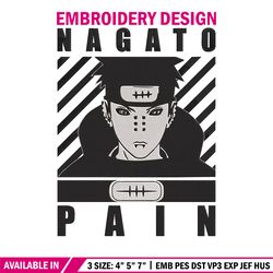 pain poster embroidery design, naruto embroidery, embroidery file, anime embroidery, anime shirt, digital download