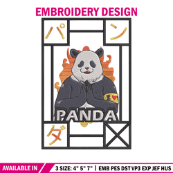 panda poster embroidery design, jujutsu embroidery, embroidery file, anime embroidery, anime shirt, digital download