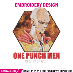 Saitama poster Embroidery Design, One punch man Embroidery, Embroidery File, Anime Embroidery, Anime shirt