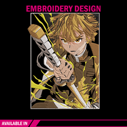 Zenitsu Poster Embroidery Design, Demon slayer Embroidery, Embroidery File, Anime Embroidery, Digital download.
