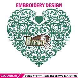 siena college heart embroidery design, sport embroidery, logo sport embroidery, embroidery design, ncaa embroidery