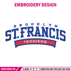 st francis brooklyn logo embroidery design, sport embroidery, logo sport embroidery, embroidery design, ncaa embroidery
