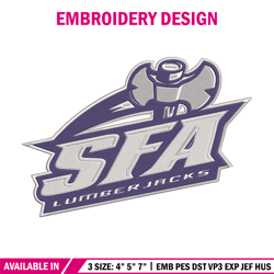 stephen f. austin logo embroidery design, ncaa embroidery, sport embroidery, embroidery design, logo sport embroidery