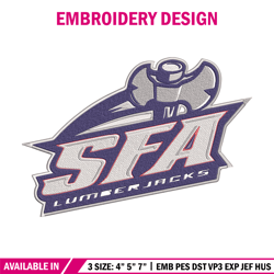 stephen f. austin logo embroidery design,ncaa embroidery,sport embroidery, logo sport embroidery,embroidery design