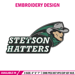 stetson hatters logo embroidery design, ncaa embroidery, sport embroidery, logo sport embroidery,embroidery design