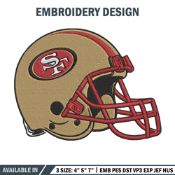 helmet san francisco 49ers embroidery design, 49ers embroidery, nfl embroidery, sport embroidery, embroidery design.