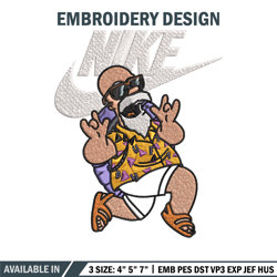 master roshi nike embroidery design, dragon ball embroidery, nike design, embroidery file, anime shirt, instant download
