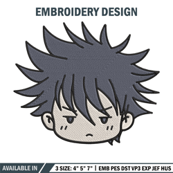 megumi chibi embroidery design, jujutsu embroidery, embroidery file, anime embroidery, anime shirt,digital download