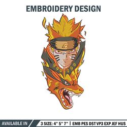 naruto x kurama embroidery design, naruto embroidery, embroidery file, anime embroidery, anime shirt, digital download