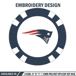 new england patriots poker chip ball embroidery design, patriots embroidery, nfl embroidery, logo sport embroidery.