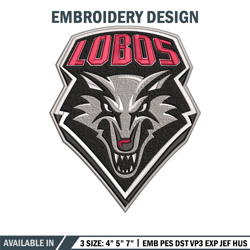 new mexico lobos logo embroidery design, ncaa embroidery, embroidery design, logo sport embroidery, sport embroidery
